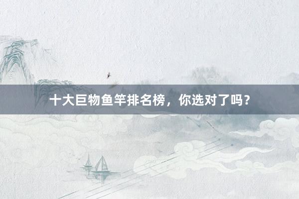 十大巨物鱼竿排名榜，你选对了吗？
